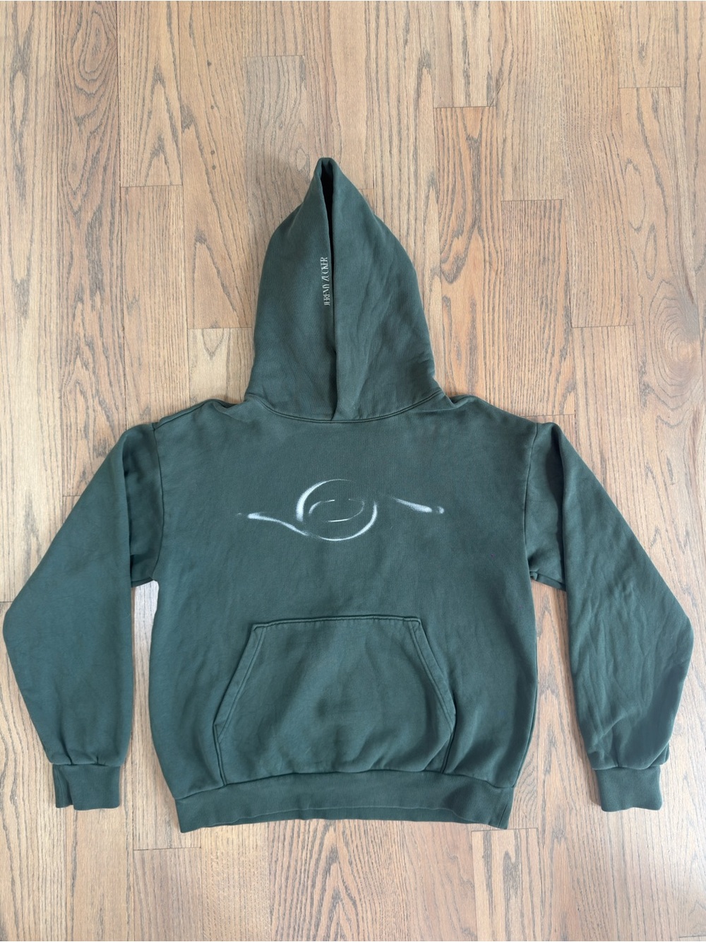 Jeremy Zucker Forest Green Graphic Hoodie with Subtle White Logo - Large